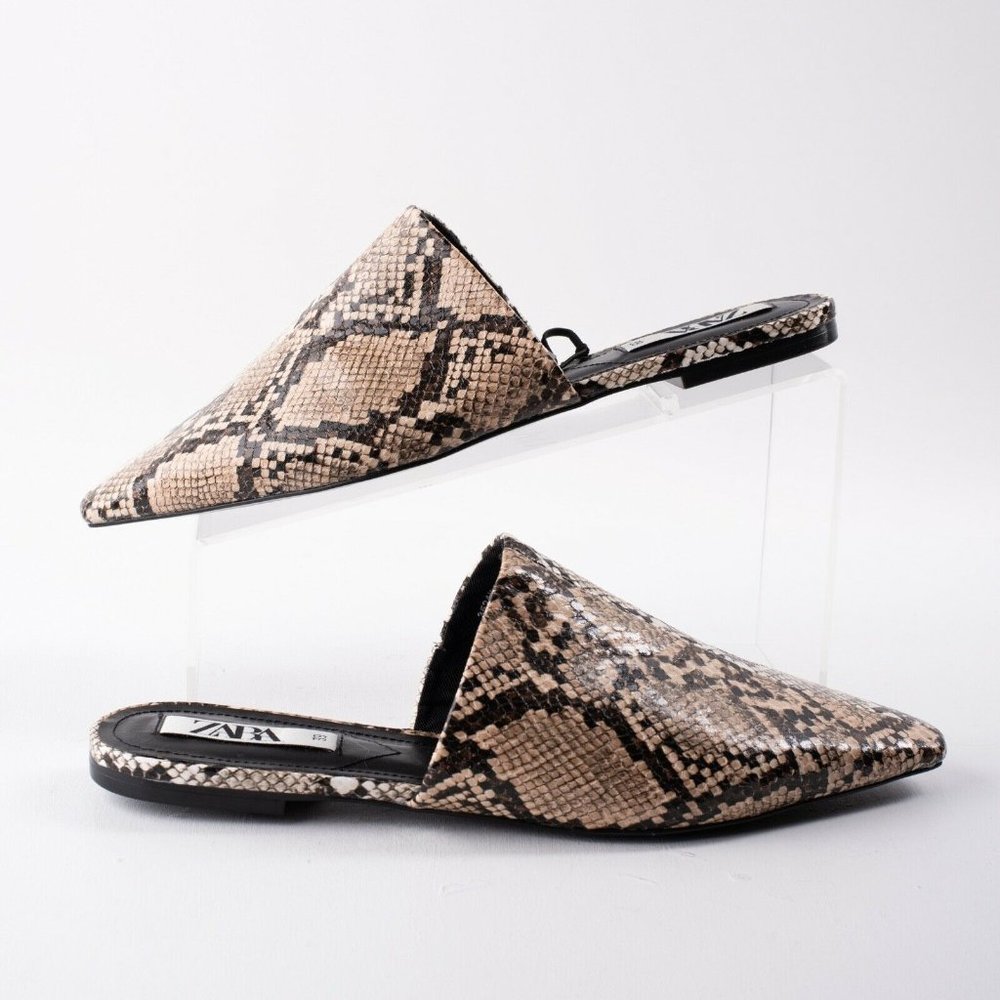 Zara Womens Multicolored Animal Print Flats Mules - Picture 2 of 8